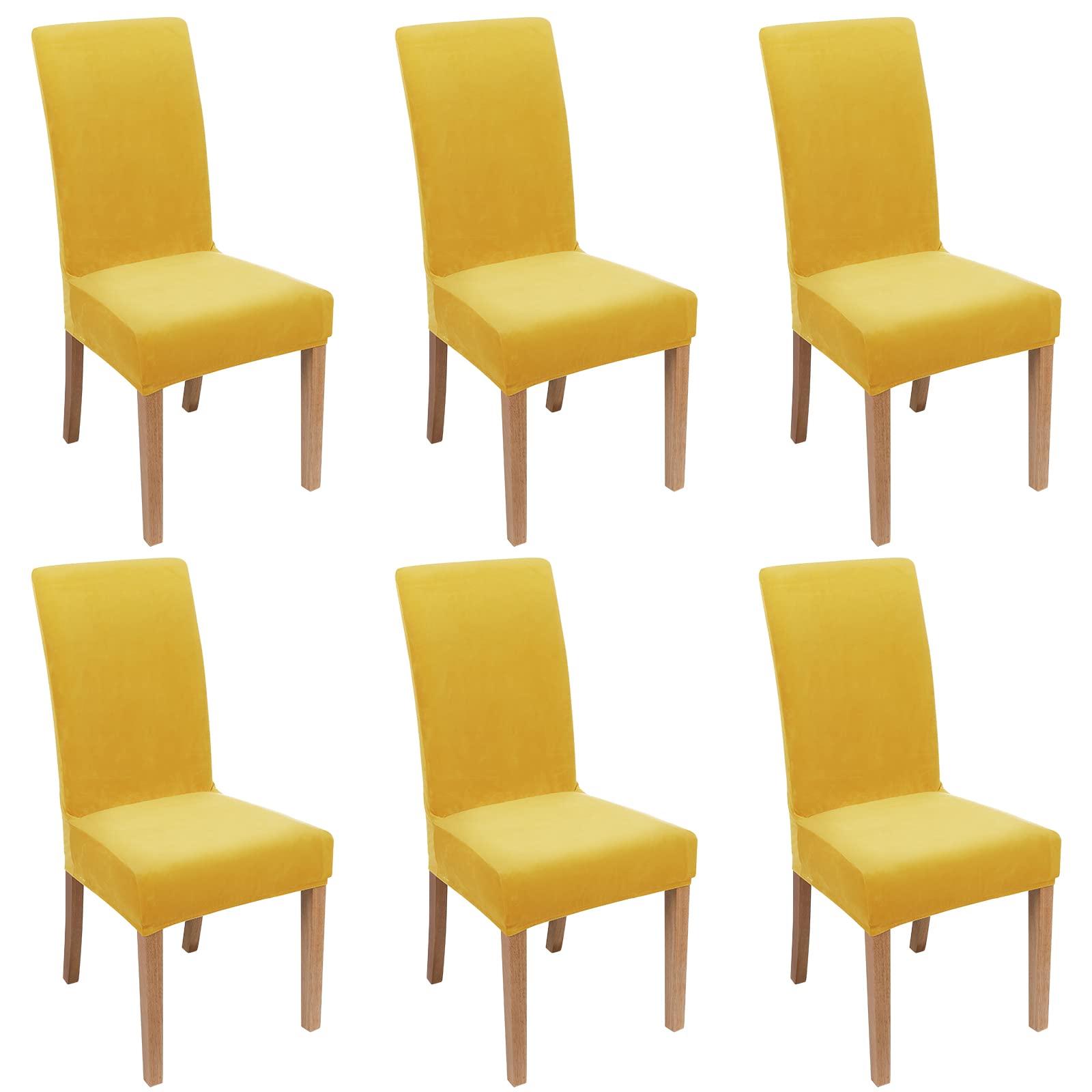 Smiry Velvet Stretch Chair Covers for Dining Room Set of 6, Soft Fit Removable Washable Kitchen Parsons Chair Slipcover Protecto