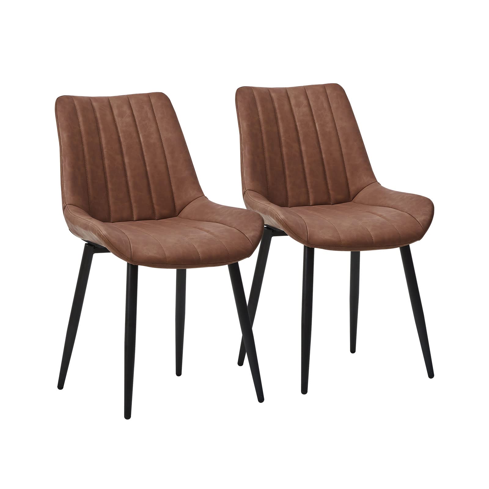 CLIPOP Dining Chairs Set of 4, Faux Leather Dining Room Chair with Upholstered Seat, High Back Comfy Cushion, Metal Leg, Accent 