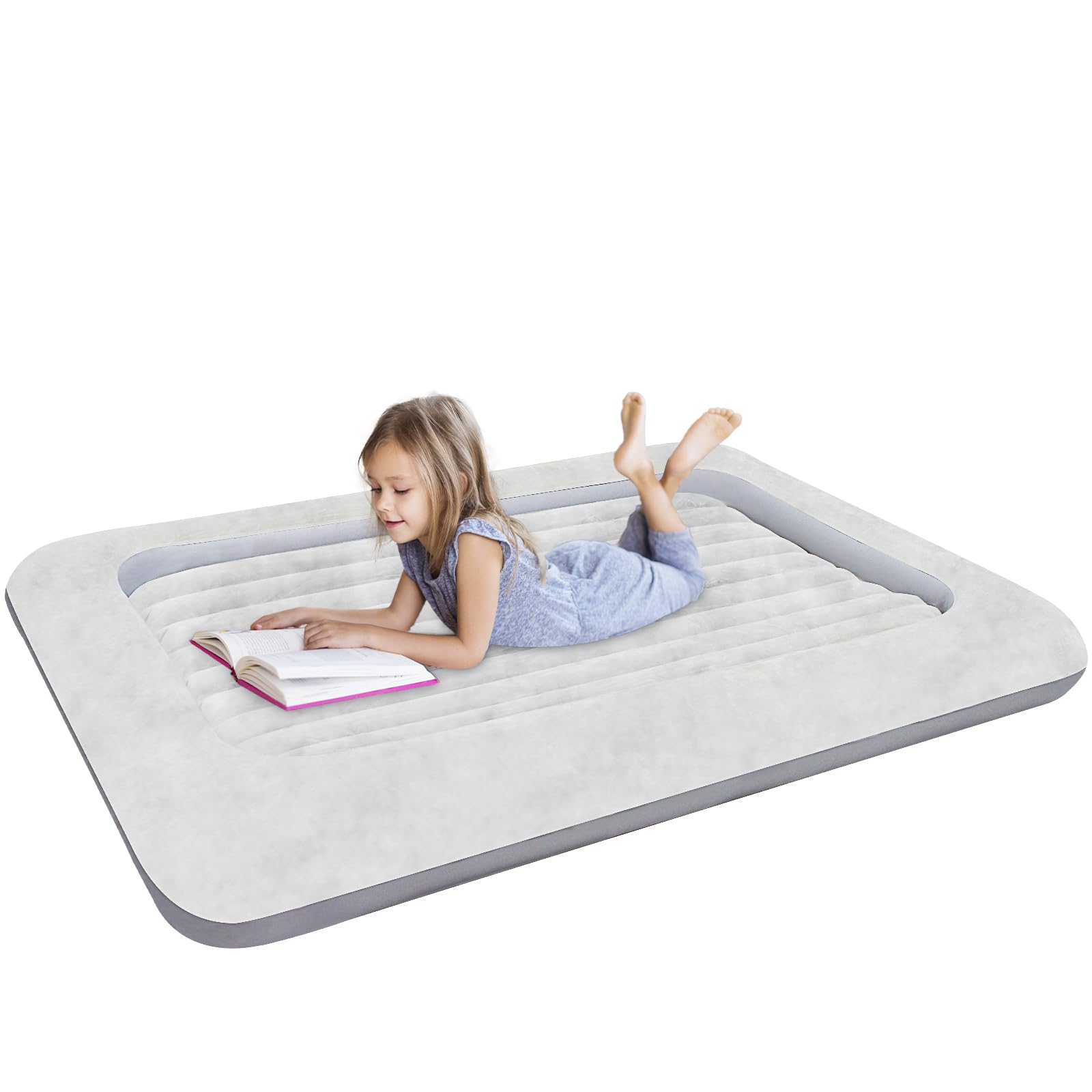 EQURROY Air Mattress for Kids:Portable Fast Kid air Mattress, Portable Toddler Inflatable Travel Bed, Surface with Plush Smooth 