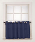 No. 918 Montego 2-Pack Casual Textured Semi-Sheer Grommet Kitchen Curtain Tier Pair, White, 56W x 36L (2 Panels)