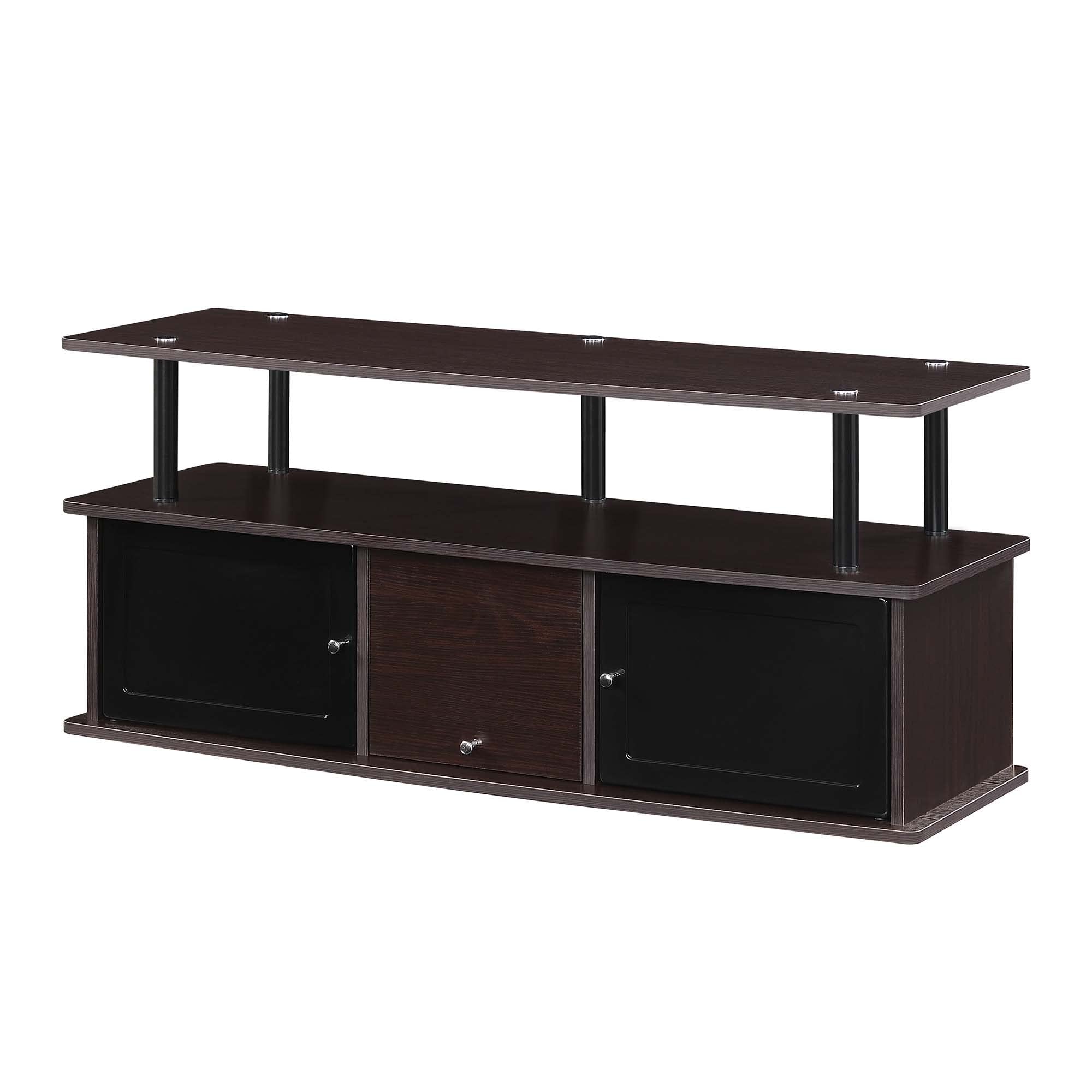 Convenience Concepts Designs2Go 50 inch TV Stand with 3 Storage Cabinets and Shelf, Espresso/Black