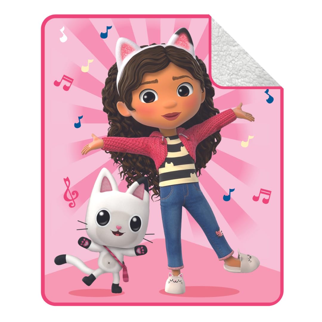 Franco DreamWorks Gabbys Dollhouse Kids Bedding Soft Plush Sherpa Blanket Throw, 50 in x 60 in, (Officially Licensed Product)