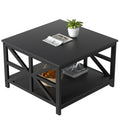 GreenForest Coffee Table with Storage for Living Room, Small Square Center Tables with Seamless One-Piece Tabletop Farmhouse Sty