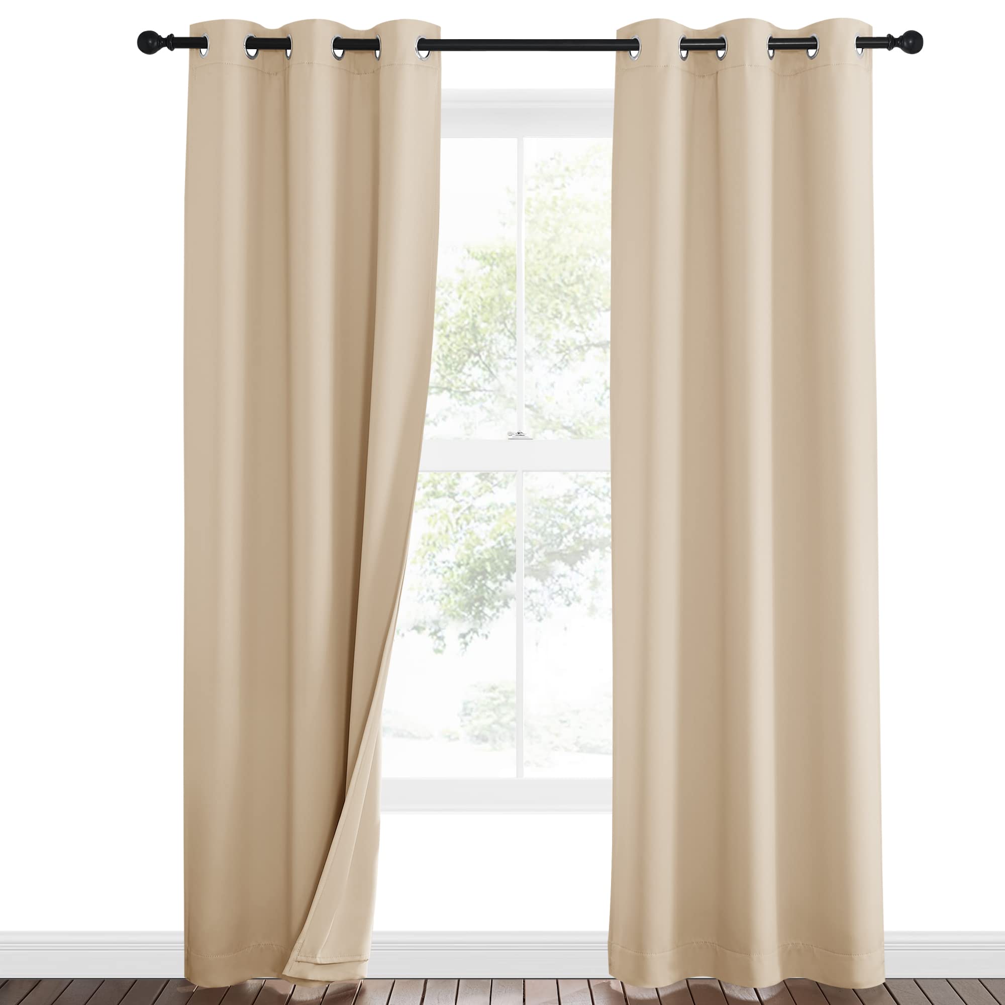 NICETOWN Living Room Noise Reducing Curtains, Privacy Protection & Completely Shaded Ring Top Drapes, Sound Preventing Insulated
