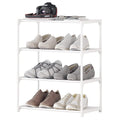 Hockmez 4-Tier Small Shoe Rack .Stackable Shoe Shelf Storage Organizer for Entryway Hallway Closet Bathroom Living Room (1-White
