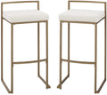 Crosley Furniture Harlowe Upholstered Seat Bar Stools Set of 2, Crme and Gold
