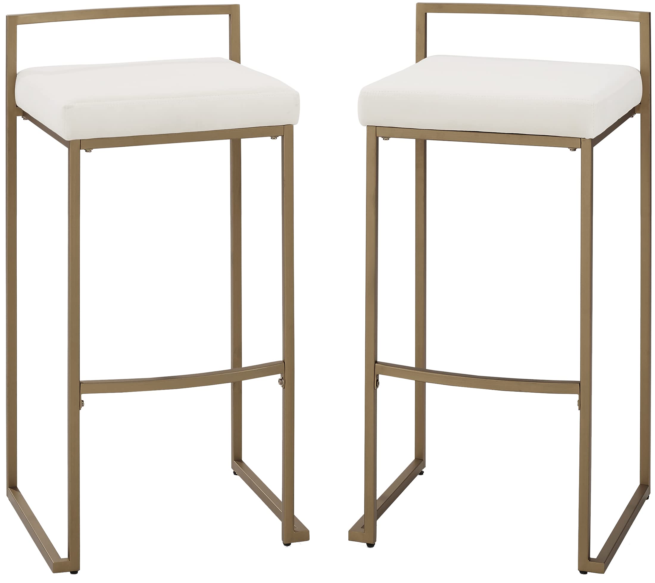 Crosley Furniture Harlowe Upholstered Seat Bar Stools Set of 2, Crme and Gold