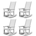 GREENVINES Outdoor Rocking Chairs | Set of 4 | Porch Rocker | HDPE Plastic | White | Oversized Rockers | High Back | Big & Tall 