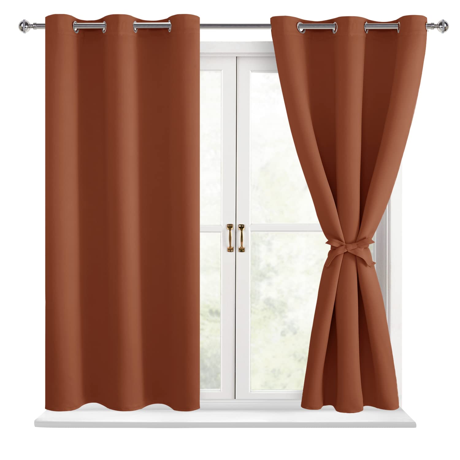 Hiasan Short Blackout Curtains for Bedroom - Thermal Insulated & Energy Saving Window Curtains for Living Room Fall Home Decor, 