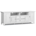 SIMPLIHOME Amherst 72-inch Wide Solid Wood TV Stand in White, Transitional-Style Media Console for Living Room with Cable Manage