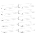 Dezzer 10 Pack Acrylic Shelves for Wall, 15 Clear Acrylic Floating Shelves for Bathroom Bedroom, Invisible Bookshelf Wall Ledge 