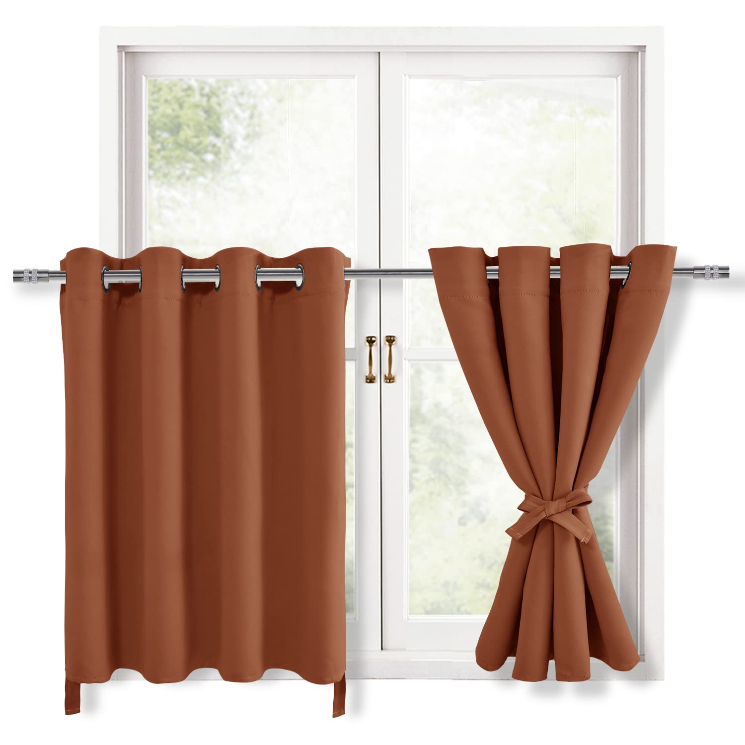 Hiasan Fall Blackout Curtains for Bedroom, 52 x 36 Inches Long - Thermal Insulated & Light Blocking Window Curtains for Living R