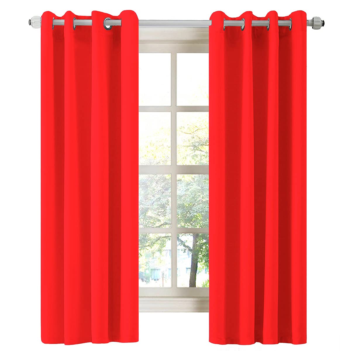 LA PALMA Thermal Insulated Blackout Darkening Grommet Living Room Curtains Window Drapes for Bedroom 2 Panels in 1 Set