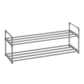 SONGMICS Shoe Rack, 2 Tier Shoe Organizer, Metal Shoe Storage Shelf for 10 Pairs of Shoes, Easy to Assemble, Entryway, Grey ULSA