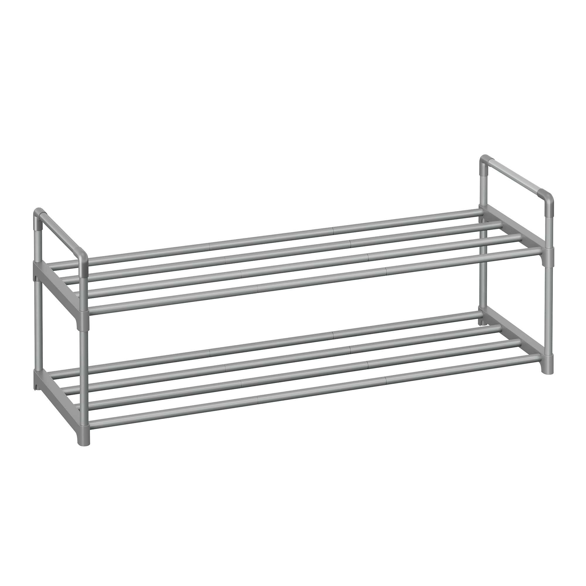 SONGMICS Shoe Rack, 2 Tier Shoe Organizer, Metal Shoe Storage Shelf for 10 Pairs of Shoes, Easy to Assemble, Entryway, Grey ULSA