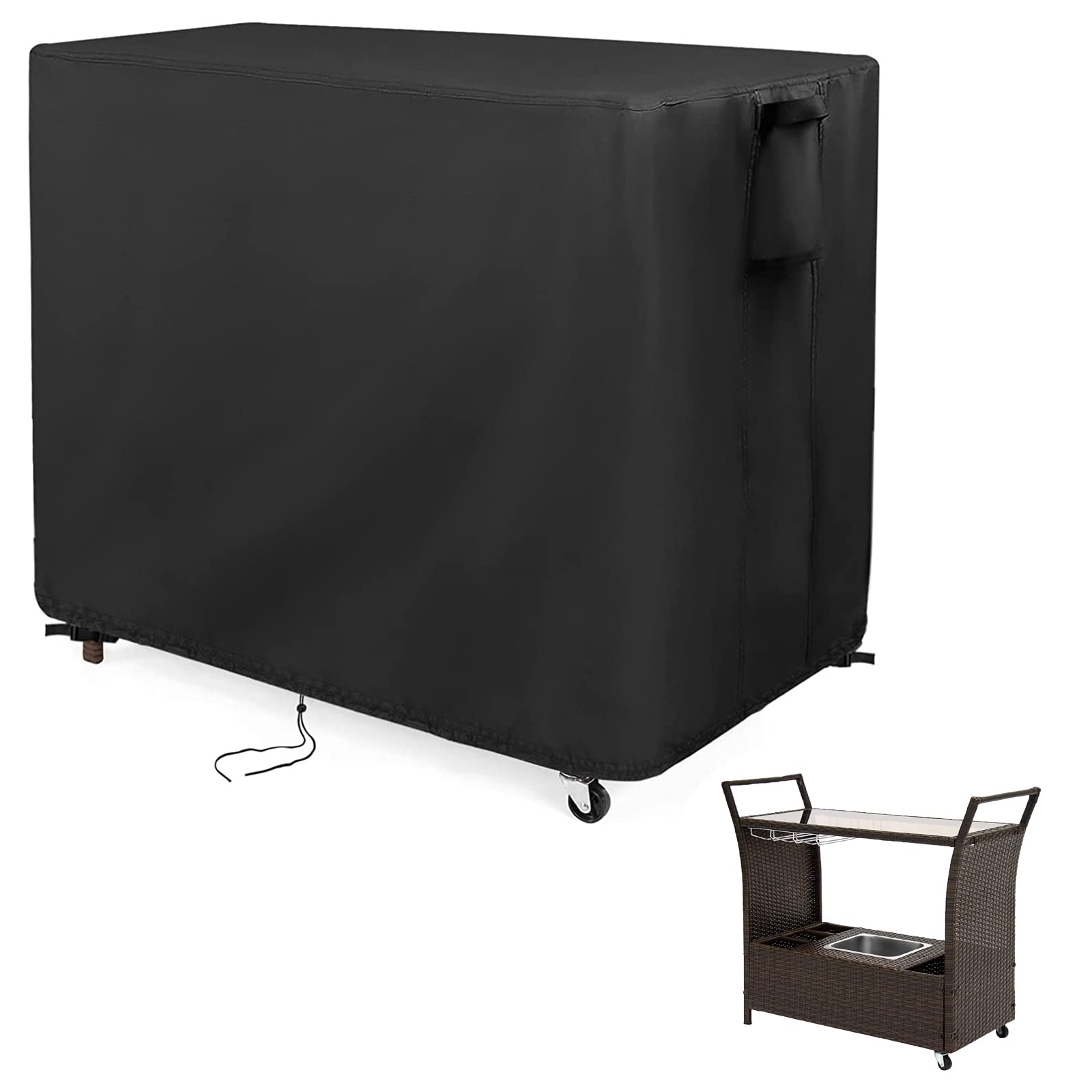 Kingling Outdoor Table Cover for Outdoor Wicker Bar Cart, 44 Inch Waterproof Patio Bar Table Cover for Outdoor Beverage Serving 
