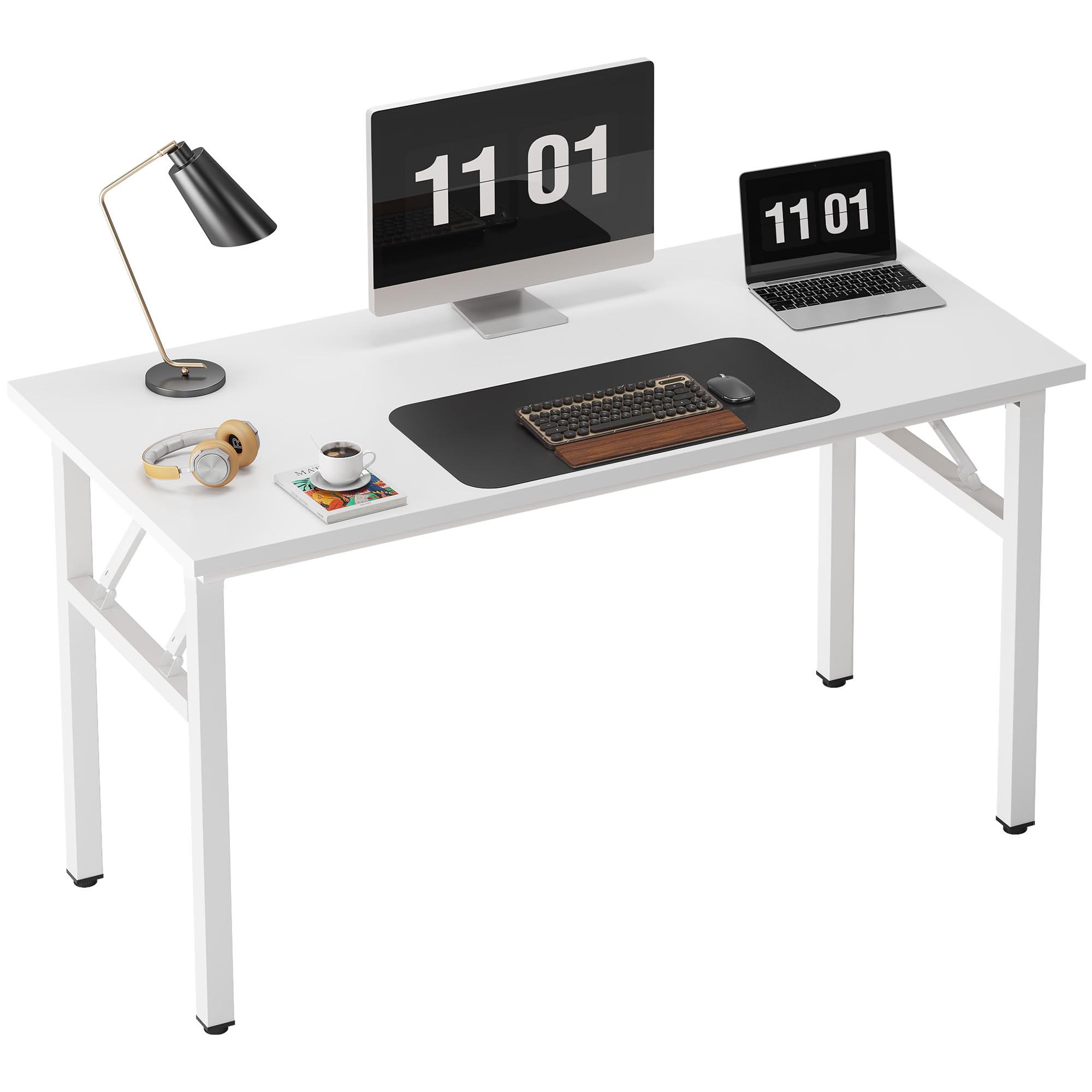 Need 47 inches Computer Desk Office Desk Folding Table with BIFMA Certification Computer Table Workstation, White AC5DW-120