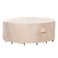 F&J Outdoors Patio Furniture Covers Waterproof UV Resistant Rip-stop Fabric Round Outdoor Furniture Covers, Beige, 84Dia