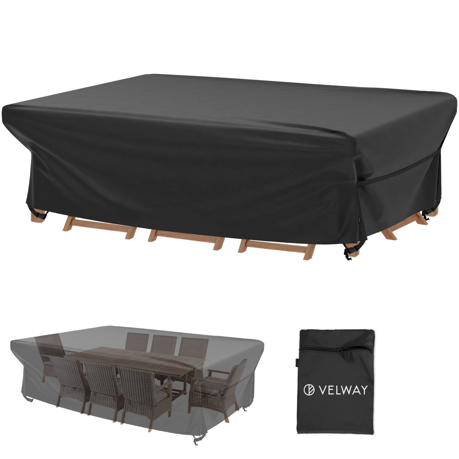 Velway Patio Furniture Cover Outdoor, Waterproof Rectangular Patio Table Chair Set Cover, 98Lx78Wx28H, All Weather Oxford Tear-R