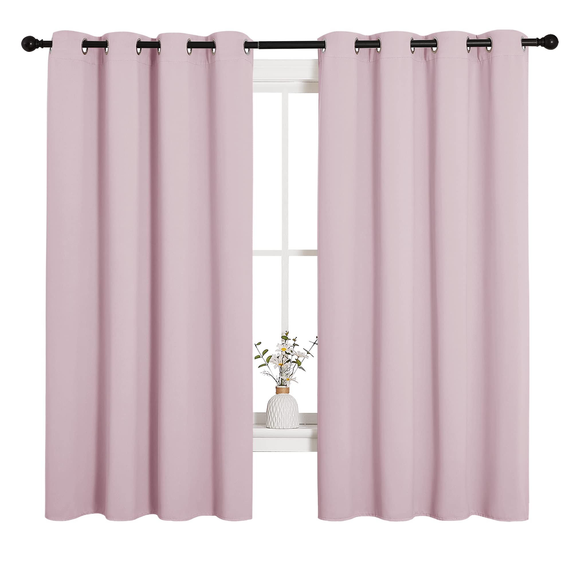 NICETOWN Blackout Curtain Panels for Girls Room, Nursery Essential Thermal Insulated Solid Grommet Top Blackout Drapes (Lavender