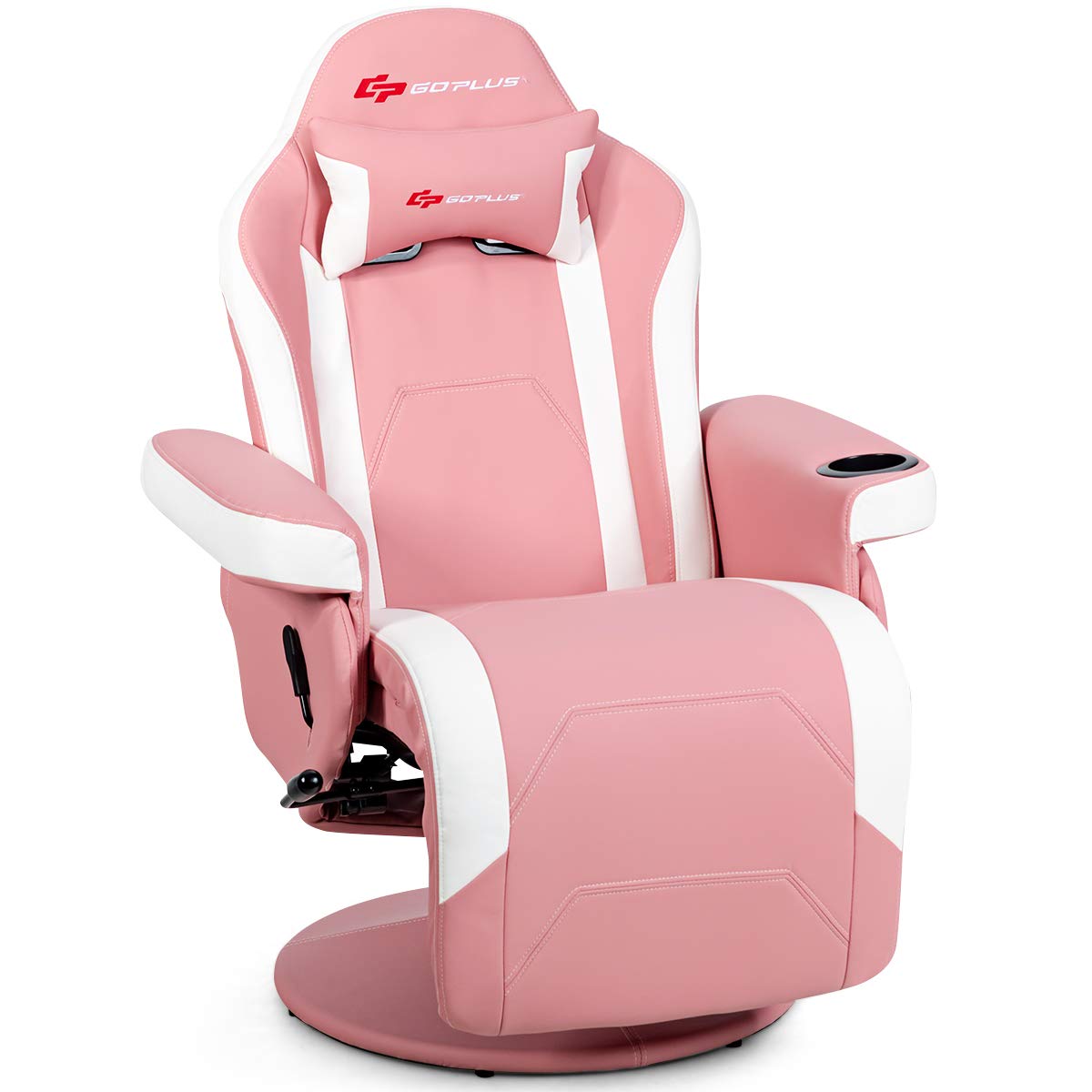 Goplus Massage Gaming Chair, Racing Style Gaming Recliner w/Adjustable Backrest and Footrest, Ergonomic High Back PU Leather Com