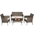FDW Outdoor Patio Furniture Set Wicker Patio Set PE Rattan Furniture Bistro Set for Outdoor Indoor Use with Loveseats Coffee Tab