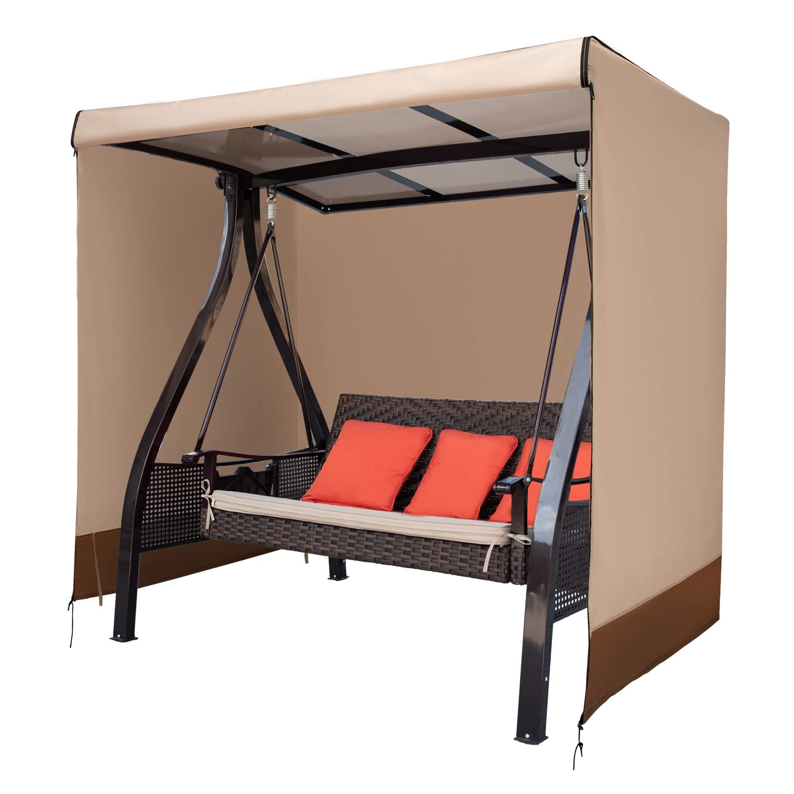 CHENGWEI Outdoor Swing Cover 3 Triple Seater Waterproof Patio Swing Canopy Cover,Porch Swing Covers Replacement Hammock Cover 2 