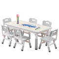 Kids Table and Chairs Set, Height Adjustable Desk With 6 Seats for Ages 2-12,Arts & Crafts Table,Graffiti Desktop, Non-Slip Legs
