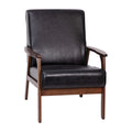 Flash Furniture Langston Commercial Mid Century Modern Chair - Black LeatherSoft Upholstery - Walnut Finish Wooden Frame and Arm