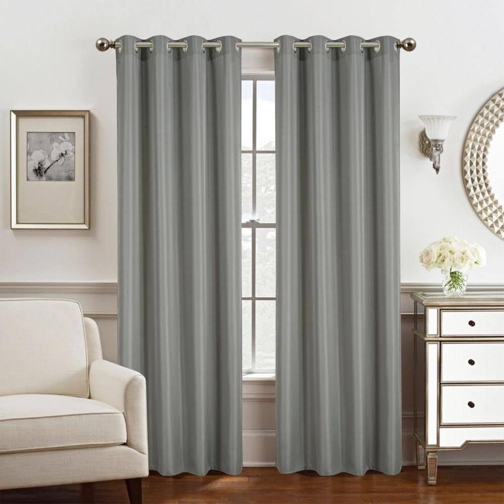 Olivia Gray PNG31617 54 x 84 in. Gilbert Solid Single Grommet Curtain Panel Charcoal