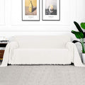 MYSKY HOME White Geometrical Sofa Covers, Sectional Couch Covers for 2 Cushion Couch Couch Cover Living Room Sofa Throws Sofa Sl