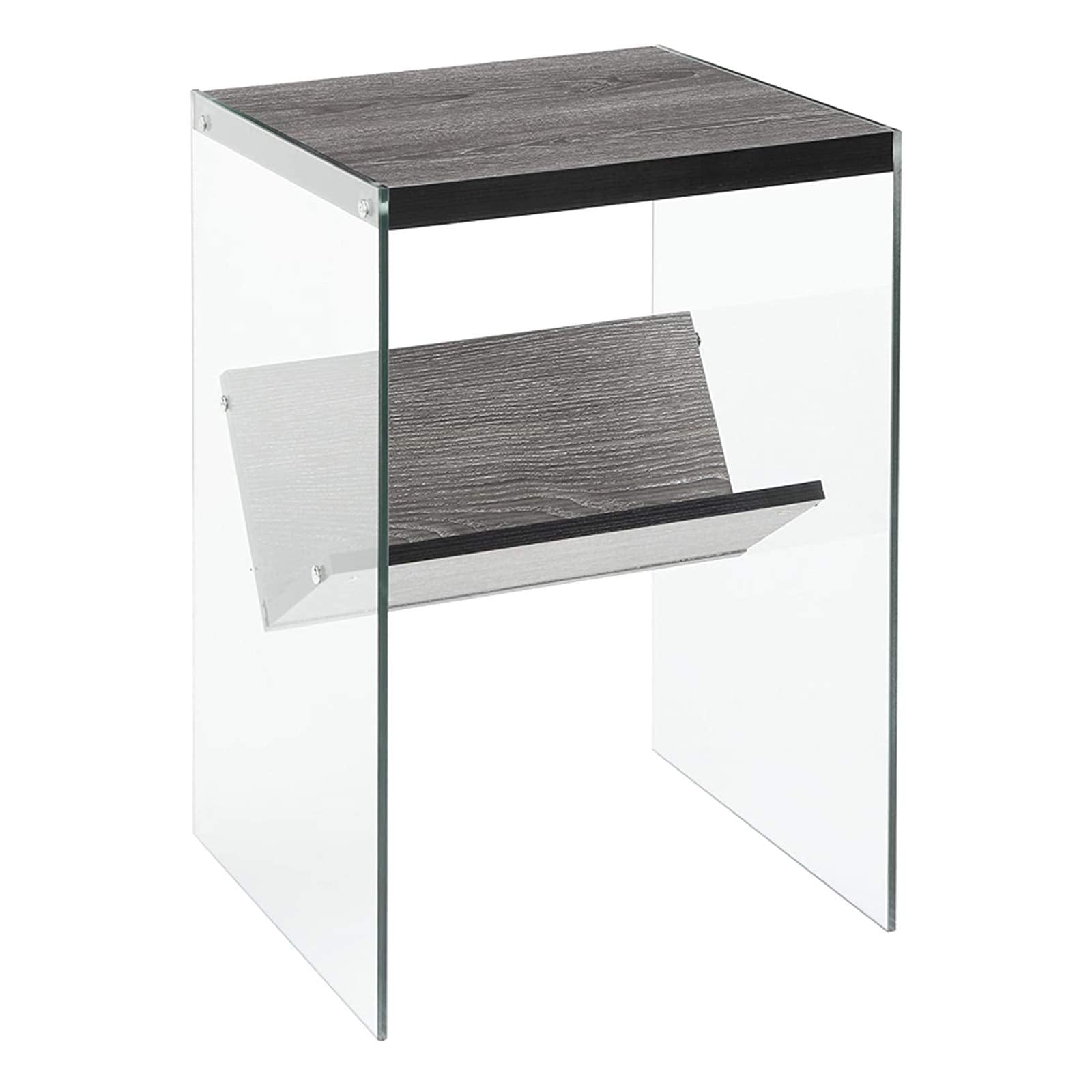 Convenience Concepts SoHo End Table, Weathered Gray / Glass