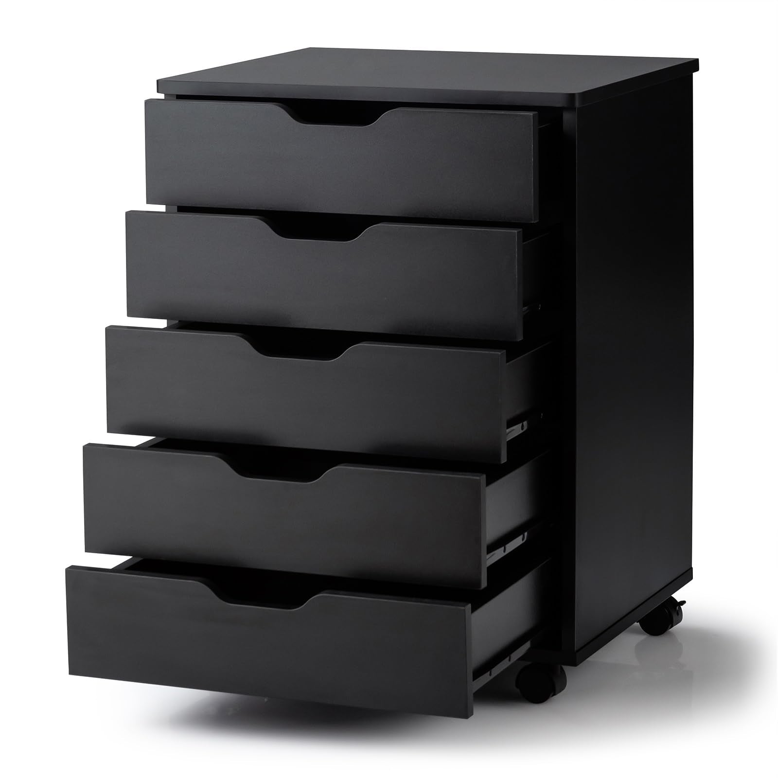 DORTALA 5 Drawer Chest File Cabinet with Wheels, Versatile Mobile Under Desk Office Storage Cabinet, Wood Filing Cabinet for Hom