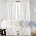 PrinceDeco White Linen Curtains 108 Inch Length 2 Panels Set, Rod Pocket Curtains for Living Room, Light Filtering Curtains for 