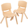 Flash Furniture Whitney 2 Pack Natural Plastic Stackable School Chair with 12 Seat Height