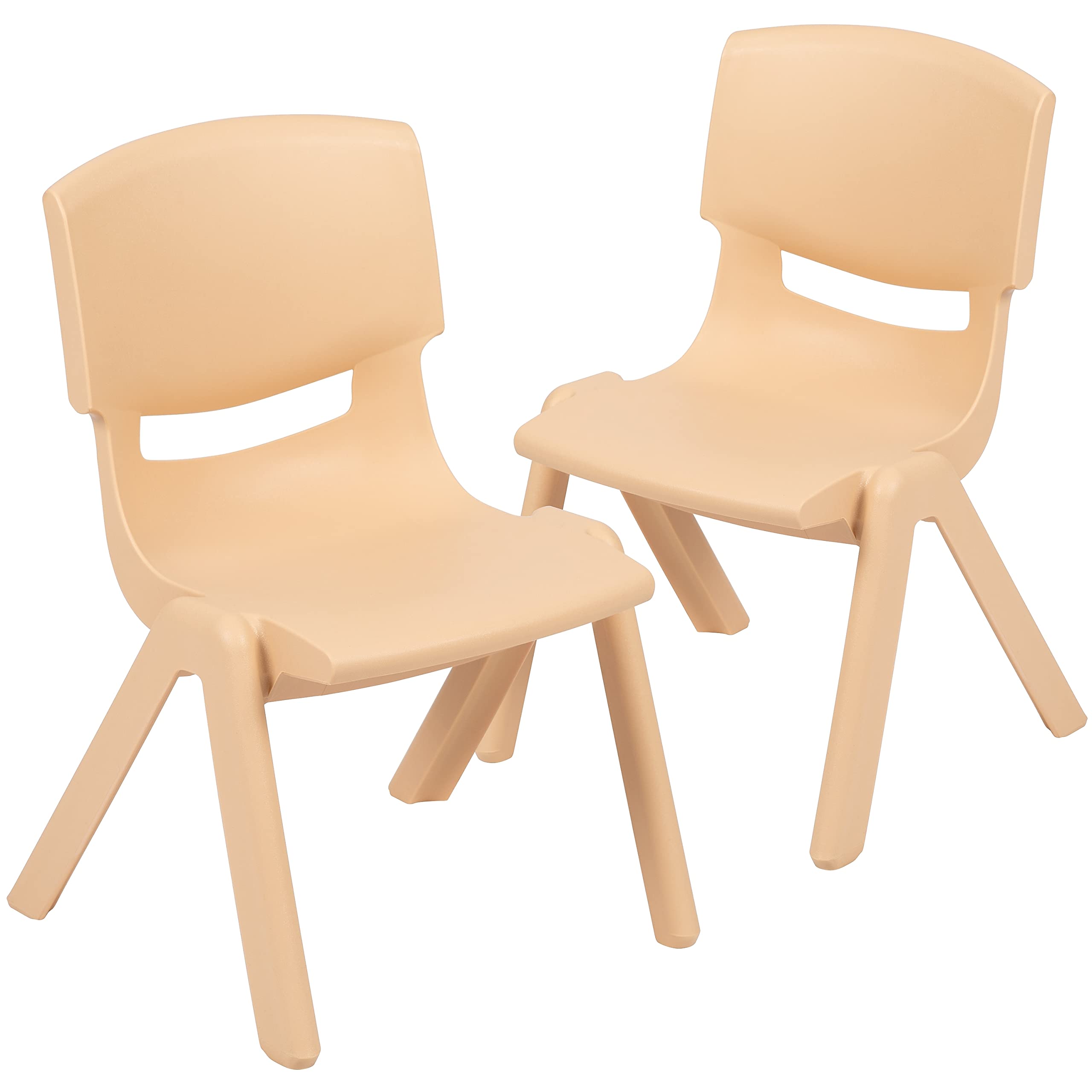 Flash Furniture Whitney 2 Pack Natural Plastic Stackable School Chair with 12 Seat Height