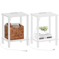 TUTOTAK End Table with Charging Station, Set of 2, Side Table with USB Ports and Outlets, Nightstand, 2-Tier Storage Shelf, Sofa