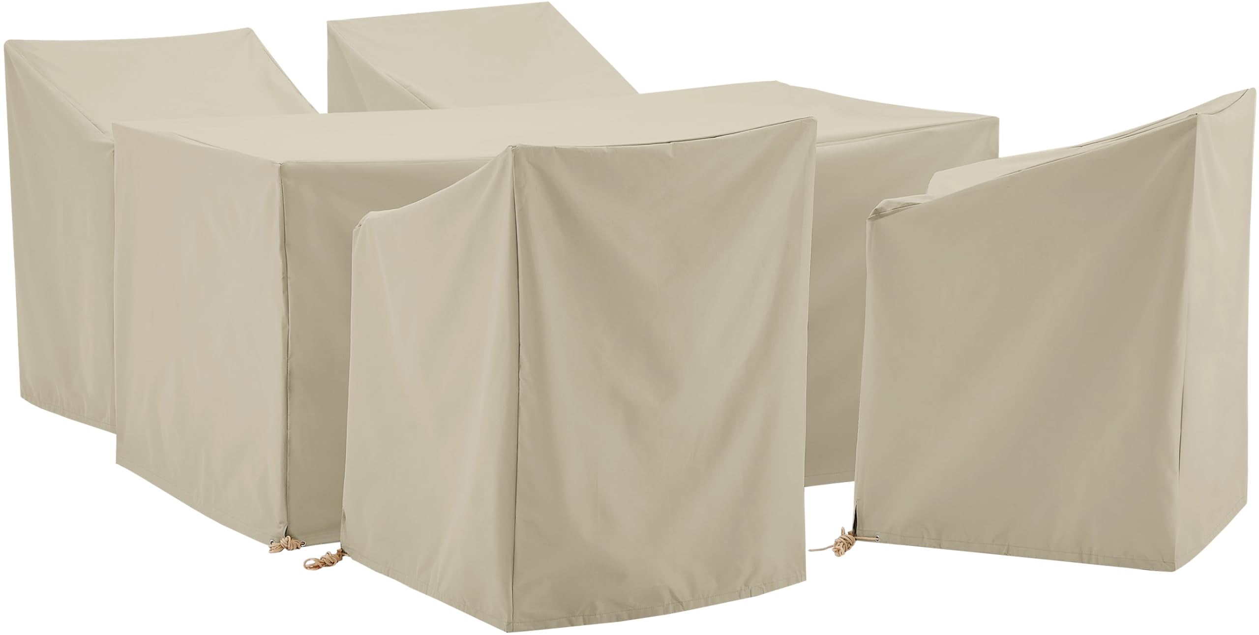 Crosley Furniture Patio Furniture Covers, Waterproof 5-Piece Cover Set for Dining, Outdoor Table and Chairs, Tan