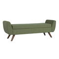 HomePop Modern Storage Bench with Wood Legs Home D  cor|Bench with Storage for Living Room & Bedroom - Olive Green Woven