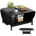 SAYGOER Modern Coffee Table 2-Tier Extended Coffee Tables for Living Room 2-Tier Small Extended Table with Storage White Center 