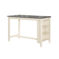 Benjara Joss 60 Inch Cottage Counter Height Table, 2 Tone Wood, Gray Top Cream Base