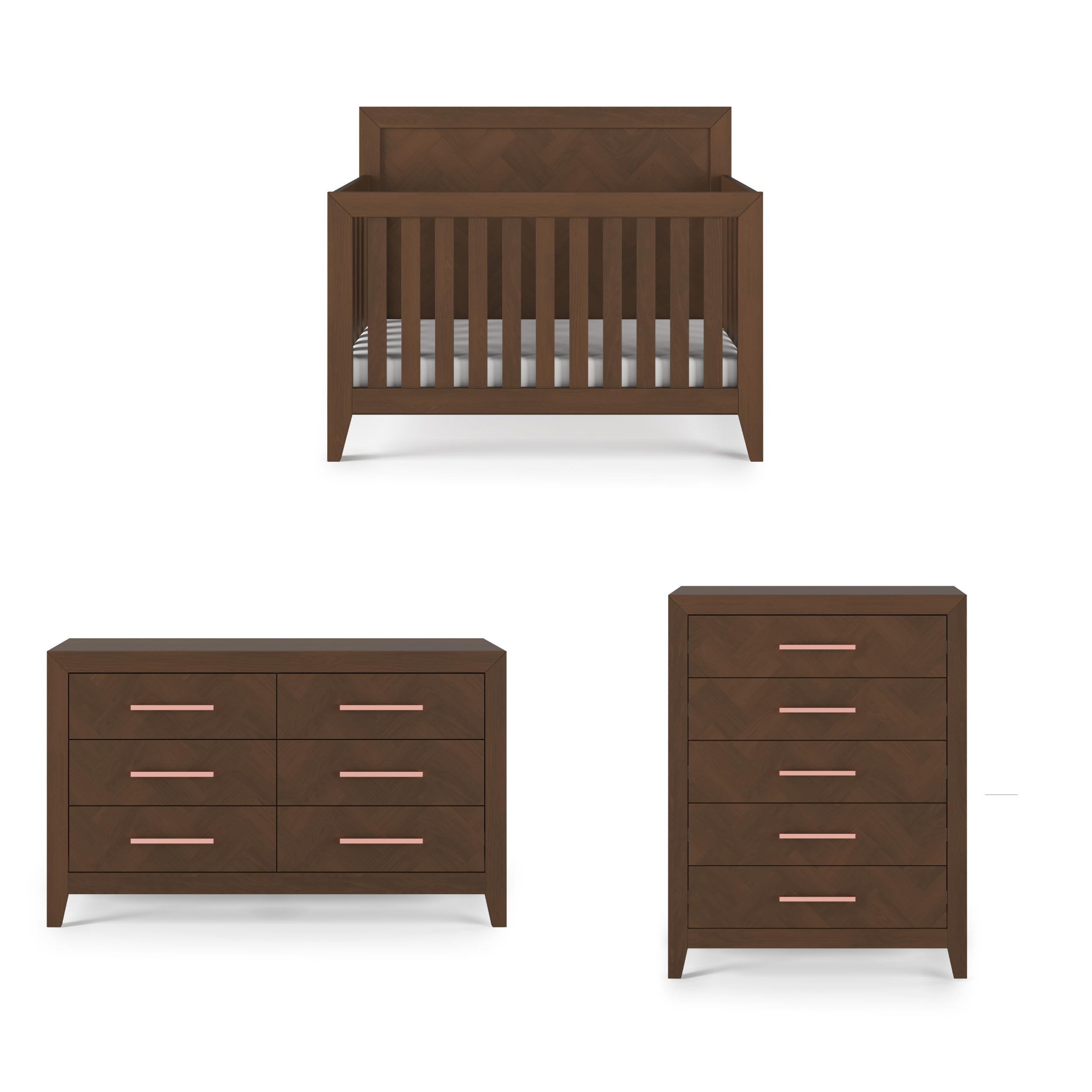 Child Craft Kieran Crib, Double Dresser and Chest Nursery Set, 3-Piece, Includes 4-in-1 Convertible Crib, Dresser and Chest, Gro