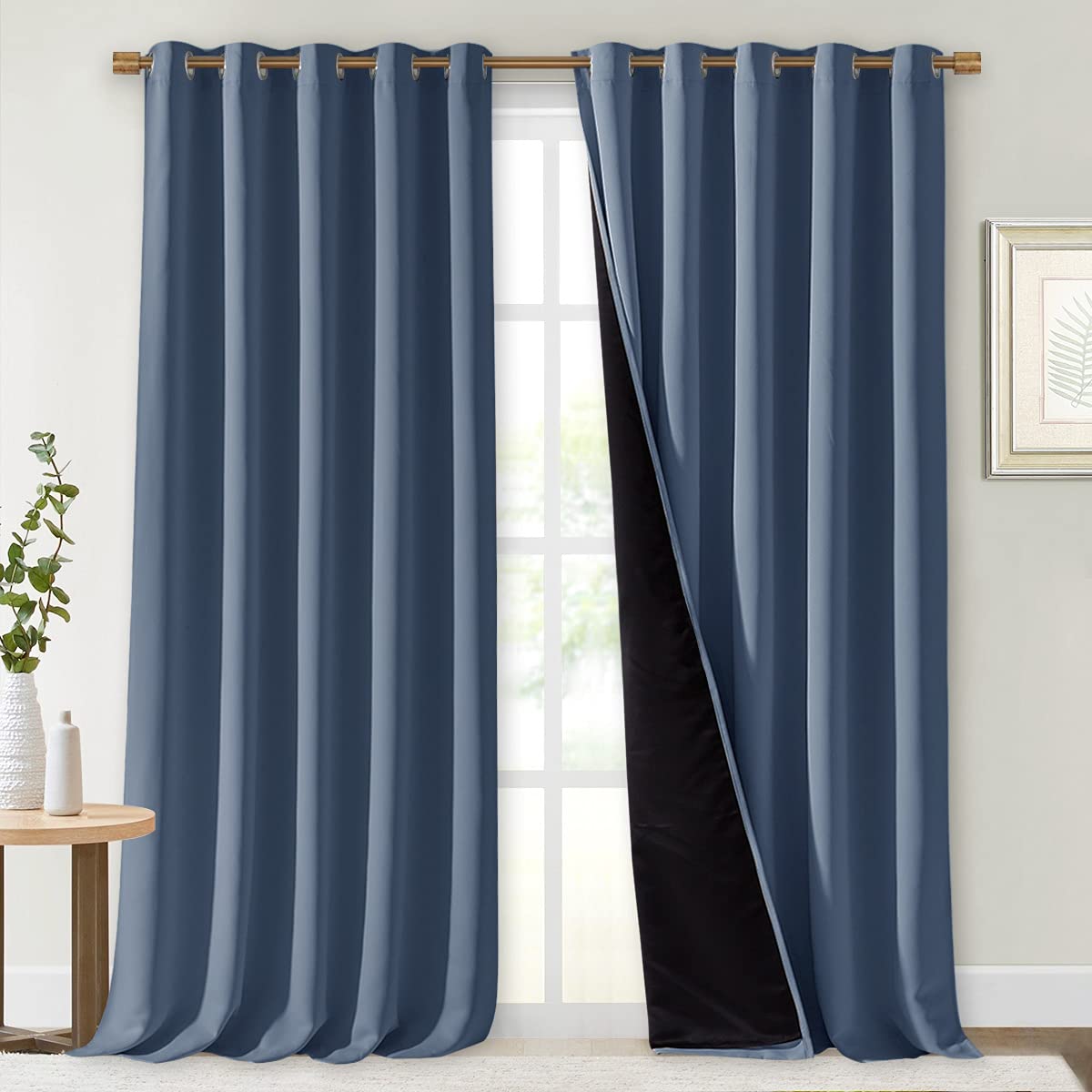 NICETOWN 100% Blackout Curtains 95 inches Long, Pair of Energy Smart & Noise Blocking Out Drapes for Baby Room Window, Thermal I