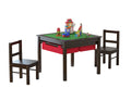 UTEX Wooden 2 in 1 Kids Construction Play Table and 2 Chairs Set with Storage Drawers, and Built in Plate Compatible with Lego a