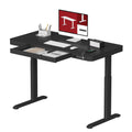 Standing Desk with Drawer, Electric Height Adjustable Home Office Desk with Storage & USB Ports, 48 inch Black Wood Tabletop/Whi