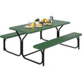YITAHOME 6ft Outdoor Picnic Table with Wood-Like Tabletop, Sturdy Steel Frame and Umbrella Opening, Heavy Duty Picnic Table Idea