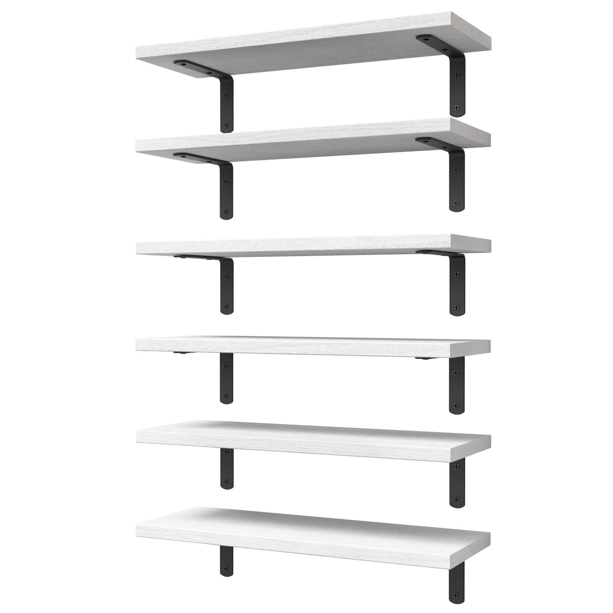 WOPITUES Floating Shelves Set of 6, Wood Rustic Farmhouse Shelves for Wall Decor, Bathroom Shelves, Book Shelves for Living Room