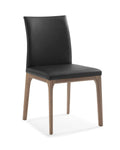 Stella Dining Chair Black  faux leather solid wood with walnut veneer base frame.
