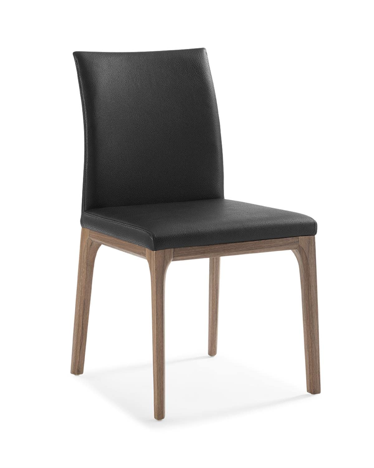 Stella Dining Chair Black  faux leather solid wood with walnut veneer base frame.