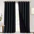 NICETOWN Cold Blocking 100% Blackout Curtains, Durable Black Lined Blackout Curtains for Bedroom, Energy Saving Long Curtains fo